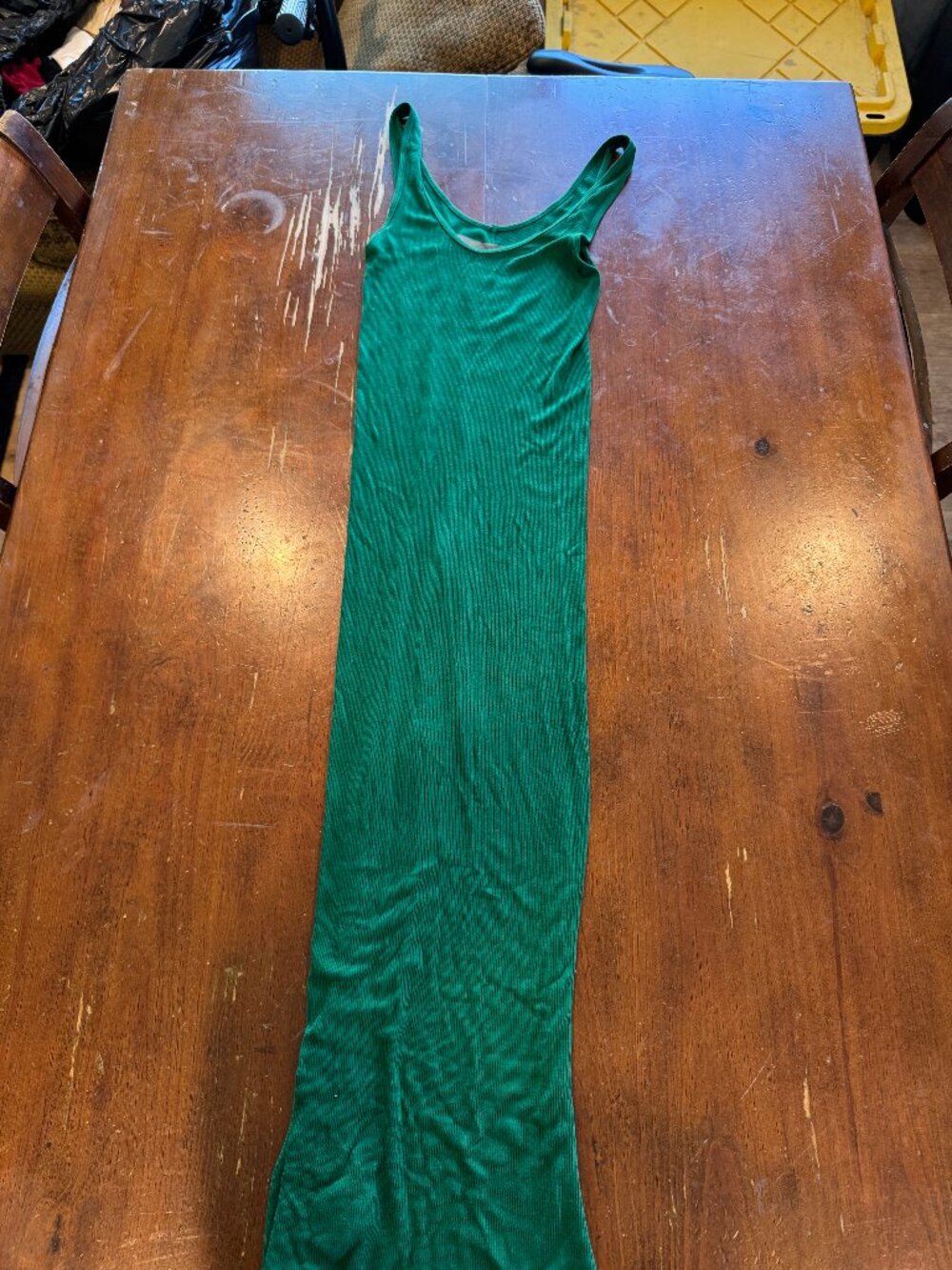 Enza Costa Green Ribbed Maxi Dress XS Made in USA